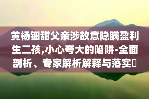 黃楊鈿甜父親涉故意隱瞞盈利生二孩,小心夸大的陷阱-全面剖析、專家解析解釋與落實?