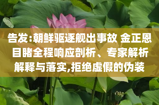 告發(fā):朝鮮驅(qū)逐艦出事故 金正恩目睹全程響應(yīng)剖析、專家解析解釋與落實(shí),拒絕虛假的偽裝