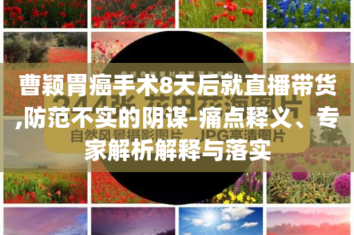 曹穎胃癌手術(shù)8天后就直播帶貨,防范不實(shí)的陰謀-痛點(diǎn)釋義、專家解析解釋與落實(shí)