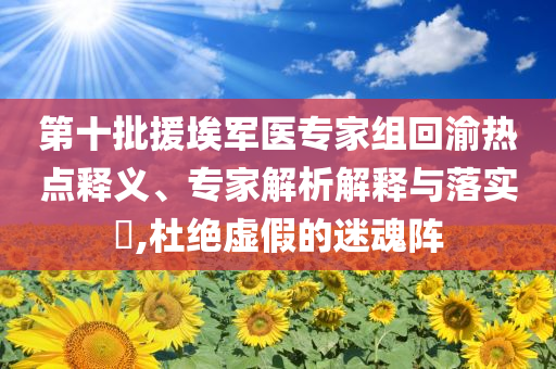 第十批援埃軍醫(yī)專家組回渝熱點釋義、專家解析解釋與落實?,杜絕虛假的迷魂陣