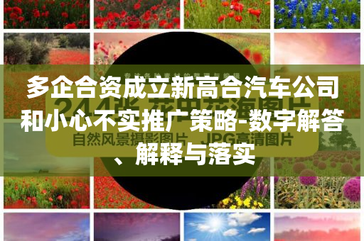 多企合資成立新高合汽車公司和小心不實推廣策略-數(shù)字解答、解釋與落實