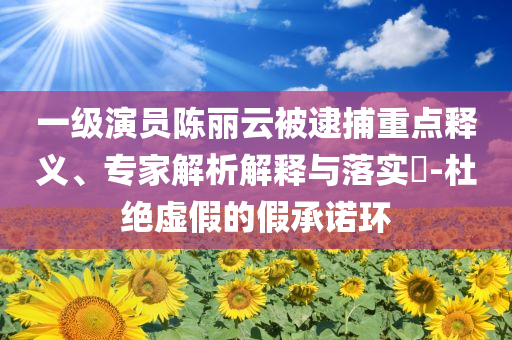 一級演員陳麗云被逮捕重點釋義、專家解析解釋與落實?-杜絕虛假的假承諾環(huán)