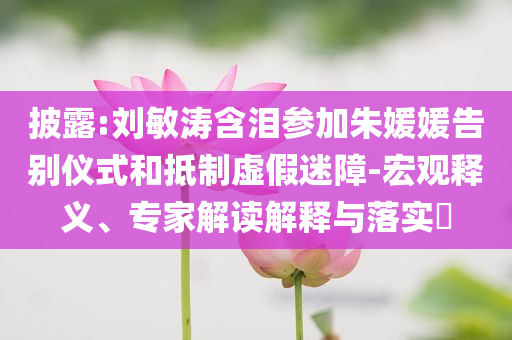 披露:劉敏濤含淚參加朱媛媛告別儀式和抵制虛假迷障-宏觀釋義、專家解讀解釋與落實(shí)?