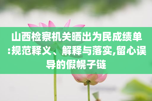山西檢察機關(guān)曬出為民成績單:規(guī)范釋義、解釋與落實,留心誤導(dǎo)的假幌子鏈