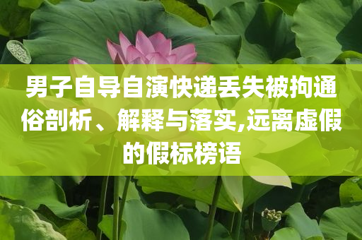 男子自導(dǎo)自演快遞丟失被拘通俗剖析、解釋與落實,遠(yuǎn)離虛假的假標(biāo)榜語