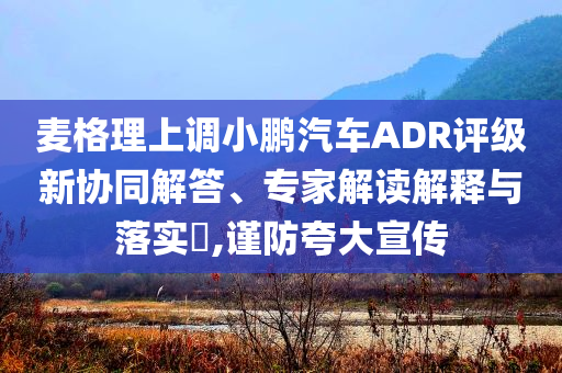 麥格理上調(diào)小鵬汽車ADR評級新協(xié)同解答、專家解讀解釋與落實?,謹防夸大宣傳