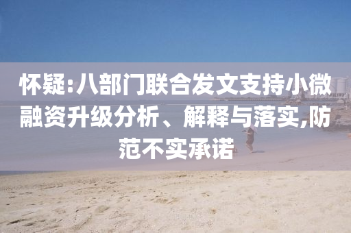 懷疑:八部門聯(lián)合發(fā)文支持小微融資升級分析、解釋與落實,防范不實承諾