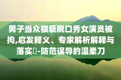 男子當(dāng)眾猥褻脫口秀女演員被拘,啟發(fā)釋義、專家解析解釋與落實(shí)?-防范誤導(dǎo)的溫柔刀