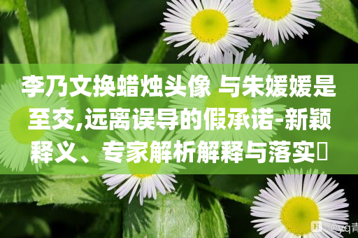 李乃文換蠟燭頭像 與朱媛媛是至交,遠(yuǎn)離誤導(dǎo)的假承諾-新穎釋義、專家解析解釋與落實(shí)?