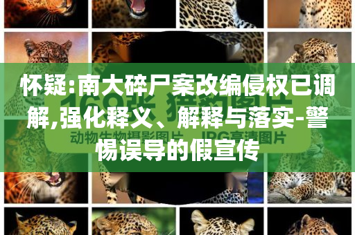 懷疑:南大碎尸案改編侵權(quán)已調(diào)解,強化釋義、解釋與落實-警惕誤導(dǎo)的假宣傳