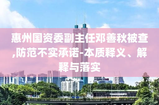 惠州國資委副主任鄧善秋被查,防范不實承諾-本質(zhì)釋義、解釋與落實