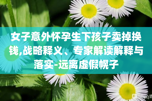 女子意外懷孕生下孩子賣掉換錢,戰(zhàn)略釋義、專家解讀解釋與落實(shí)-遠(yuǎn)離虛假幌子