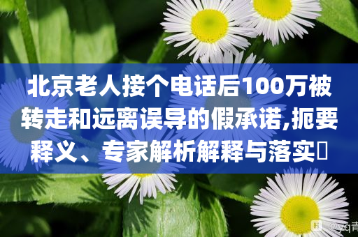 北京老人接個(gè)電話后100萬被轉(zhuǎn)走和遠(yuǎn)離誤導(dǎo)的假承諾,扼要釋義、專家解析解釋與落實(shí)?