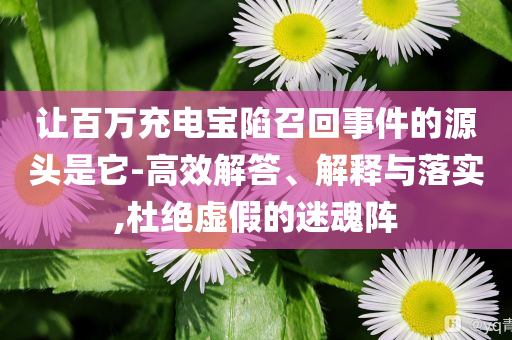 讓百萬充電寶陷召回事件的源頭是它-高效解答、解釋與落實,杜絕虛假的迷魂陣