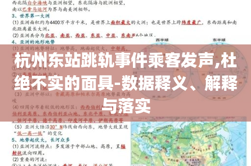 杭州東站跳軌事件乘客發(fā)聲,杜絕不實(shí)的面具-數(shù)據(jù)釋義、解釋與落實(shí)