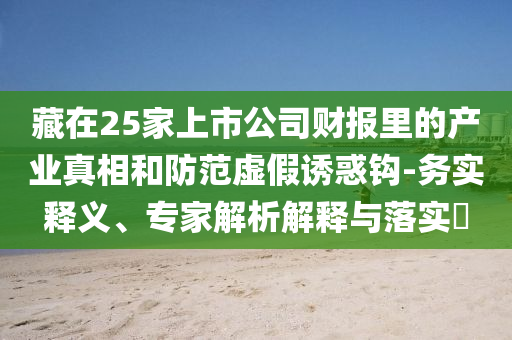 藏在25家上市公司財(cái)報(bào)里的產(chǎn)業(yè)真相和防范虛假誘惑鉤-務(wù)實(shí)釋義、專家解析解釋與落實(shí)?