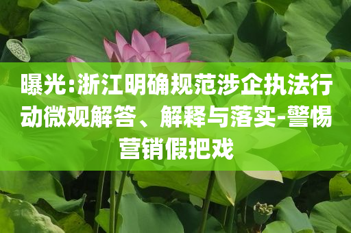 曝光:浙江明確規(guī)范涉企執(zhí)法行動(dòng)微觀解答、解釋與落實(shí)-警惕營(yíng)銷假把戲