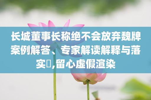 長城董事長稱絕不會放棄魏牌案例解答、專家解讀解釋與落實?,留心虛假渲染