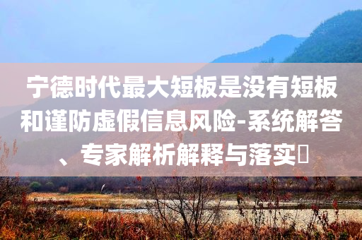 寧德時(shí)代最大短板是沒有短板和謹(jǐn)防虛假信息風(fēng)險(xiǎn)-系統(tǒng)解答、專家解析解釋與落實(shí)?