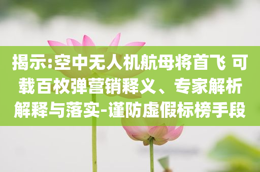 揭示:空中無人機(jī)航母將首飛 可載百枚彈營銷釋義、專家解析解釋與落實(shí)-謹(jǐn)防虛假標(biāo)榜手段
