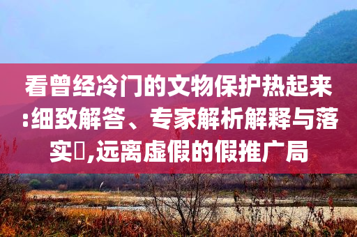 看曾經(jīng)冷門的文物保護(hù)熱起來:細(xì)致解答、專家解析解釋與落實(shí)?,遠(yuǎn)離虛假的假推廣局