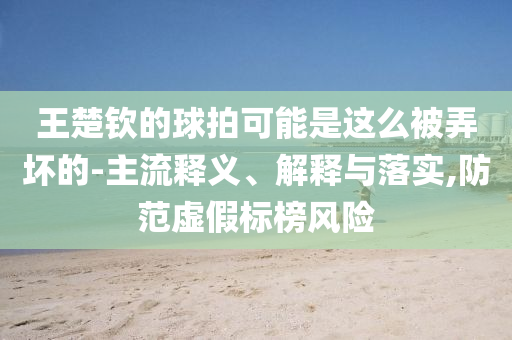 王楚欽的球拍可能是這么被弄壞的-主流釋義、解釋與落實(shí),防范虛假標(biāo)榜風(fēng)險(xiǎn)