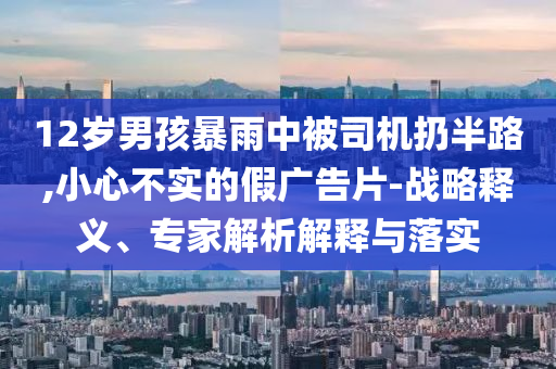 12歲男孩暴雨中被司機(jī)扔半路,小心不實(shí)的假?gòu)V告片-戰(zhàn)略釋義、專家解析解釋與落實(shí)
