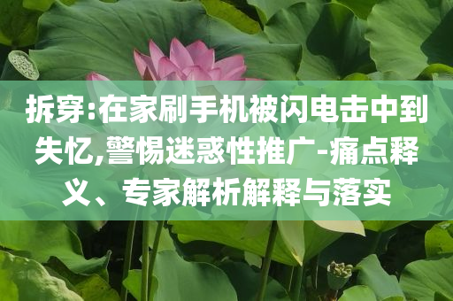 拆穿:在家刷手機被閃電擊中到失憶,警惕迷惑性推廣-痛點釋義、專家解析解釋與落實