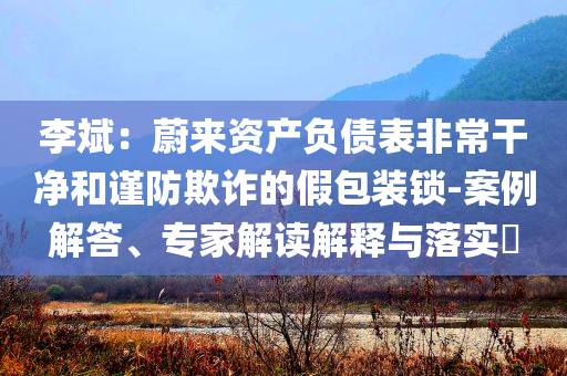 李斌：蔚來資產(chǎn)負(fù)債表非常干凈和謹(jǐn)防欺詐的假包裝鎖-案例解答、專家解讀解釋與落實(shí)?