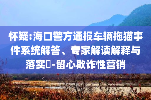 懷疑:?？诰酵▓?bào)車輛拖貓事件系統(tǒng)解答、專家解讀解釋與落實(shí)?-留心欺詐性營銷