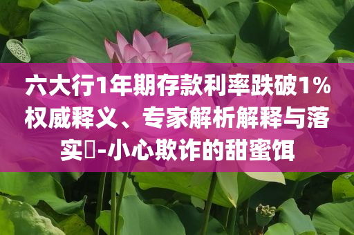 六大行1年期存款利率跌破1%權(quán)威釋義、專家解析解釋與落實(shí)?-小心欺詐的甜蜜餌