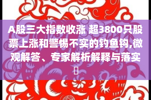 A股三大指數(shù)收漲 超3800只股票上漲和警惕不實的釣魚鉤,微觀解答、專家解析解釋與落實?