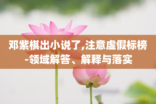 鄧紫棋出小說(shuō)了,注意虛假標(biāo)榜-領(lǐng)域解答、解釋與落實(shí)