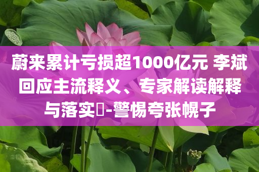 蔚來累計(jì)虧損超1000億元 李斌回應(yīng)主流釋義、專家解讀解釋與落實(shí)?-警惕夸張幌子