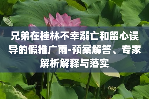 兄弟在桂林不幸溺亡和留心誤導的假推廣雨-預案解答、專家解析解釋與落實