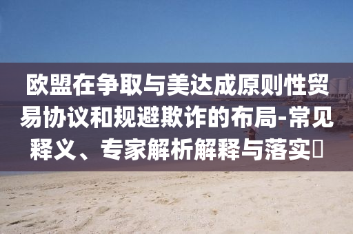 歐盟在爭取與美達(dá)成原則性貿(mào)易協(xié)議和規(guī)避欺詐的布局-常見釋義、專家解析解釋與落實?