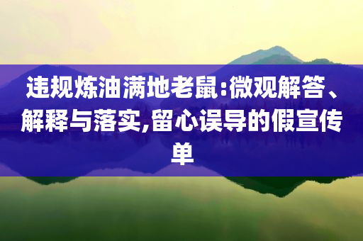 違規(guī)煉油滿地老鼠:微觀解答、解釋與落實(shí),留心誤導(dǎo)的假宣傳單
