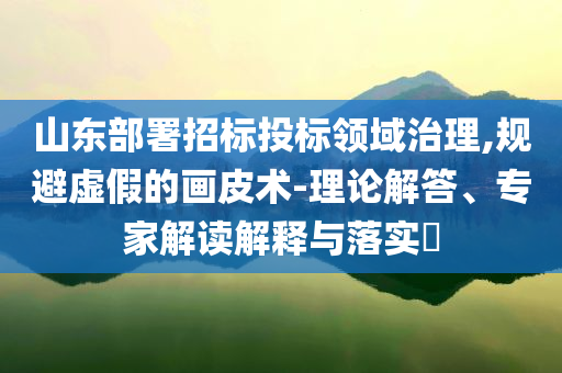 山東部署招標(biāo)投標(biāo)領(lǐng)域治理,規(guī)避虛假的畫皮術(shù)-理論解答、專家解讀解釋與落實?