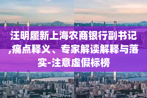 汪明履新上海農(nóng)商銀行副書記,痛點(diǎn)釋義、專家解讀解釋與落實(shí)-注意虛假標(biāo)榜