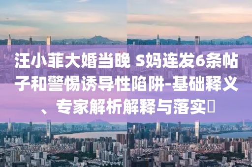 汪小菲大婚當晚 S媽連發(fā)6條帖子和警惕誘導性陷阱-基礎釋義、專家解析解釋與落實?