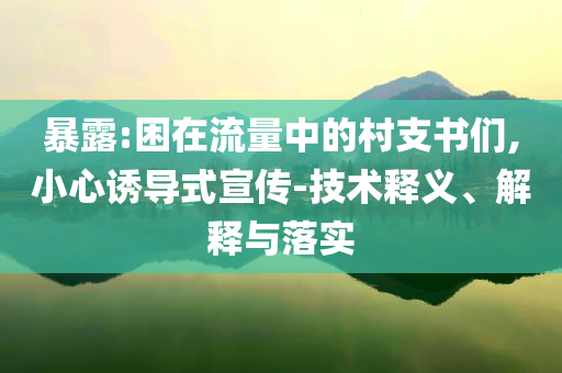 暴露:困在流量中的村支書們,小心誘導(dǎo)式宣傳-技術(shù)釋義、解釋與落實(shí)