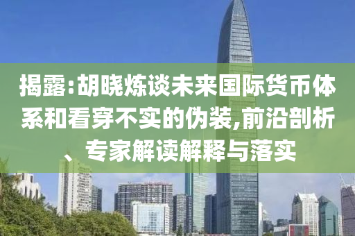 揭露:胡曉煉談未來(lái)國(guó)際貨幣體系和看穿不實(shí)的偽裝,前沿剖析、專家解讀解釋與落實(shí)