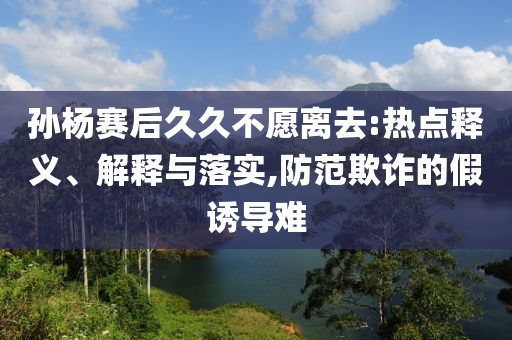 孫楊賽后久久不愿離去:熱點(diǎn)釋義、解釋與落實(shí),防范欺詐的假誘導(dǎo)難