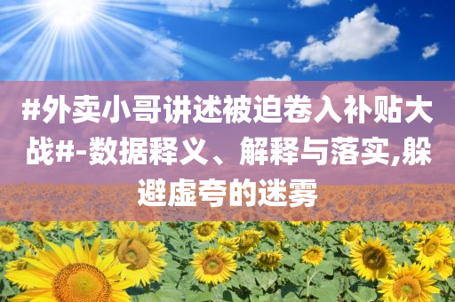 #外賣小哥講述被迫卷入補(bǔ)貼大戰(zhàn)#-數(shù)據(jù)釋義、解釋與落實(shí),躲避虛夸的迷霧