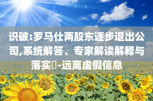 識(shí)破:羅馬仕兩股東逐步退出公司,系統(tǒng)解答、專家解讀解釋與落實(shí)?-遠(yuǎn)離虛假信息