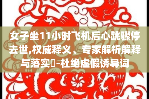 女子坐11小時(shí)飛機(jī)后心跳驟停去世,權(quán)威釋義、專家解析解釋與落實(shí)?-杜絕虛假誘導(dǎo)詞