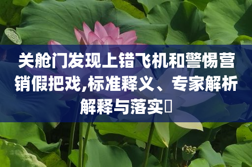 關(guān)艙門發(fā)現(xiàn)上錯飛機和警惕營銷假把戲,標(biāo)準(zhǔn)釋義、專家解析解釋與落實?