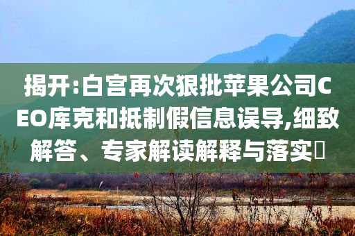 揭開:白宮再次狠批蘋果公司CEO庫克和抵制假信息誤導,細致解答、專家解讀解釋與落實?