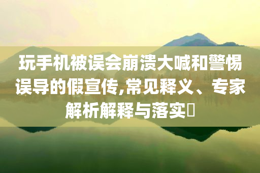 玩手機(jī)被誤會(huì)崩潰大喊和警惕誤導(dǎo)的假宣傳,常見釋義、專家解析解釋與落實(shí)?
