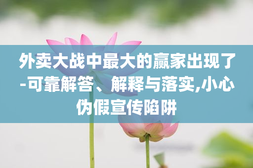 外賣大戰(zhàn)中最大的贏家出現(xiàn)了-可靠解答、解釋與落實,小心偽假宣傳陷阱